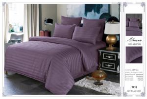Комплект постельного белья "Alanna"  (Евро) / Сатин; фиолетовый в полоску
